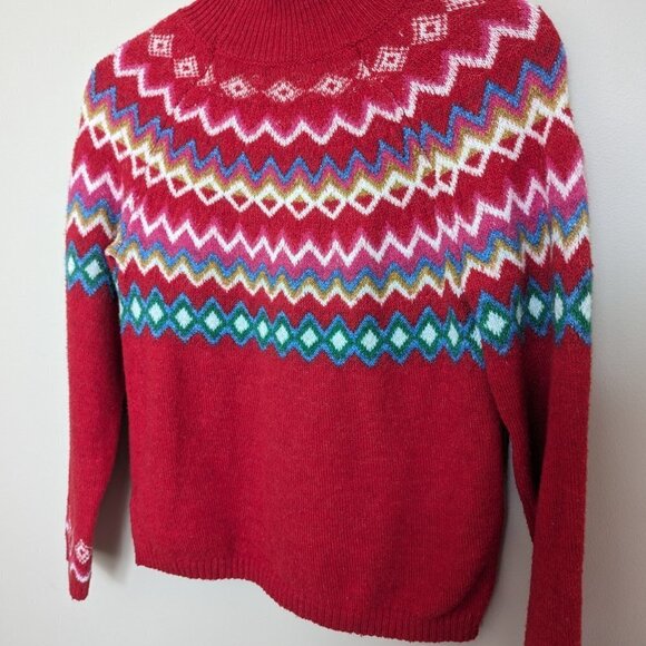 Croft & Barrow fair isle sweater petite small mock turtleneck - Picture 3 of 10